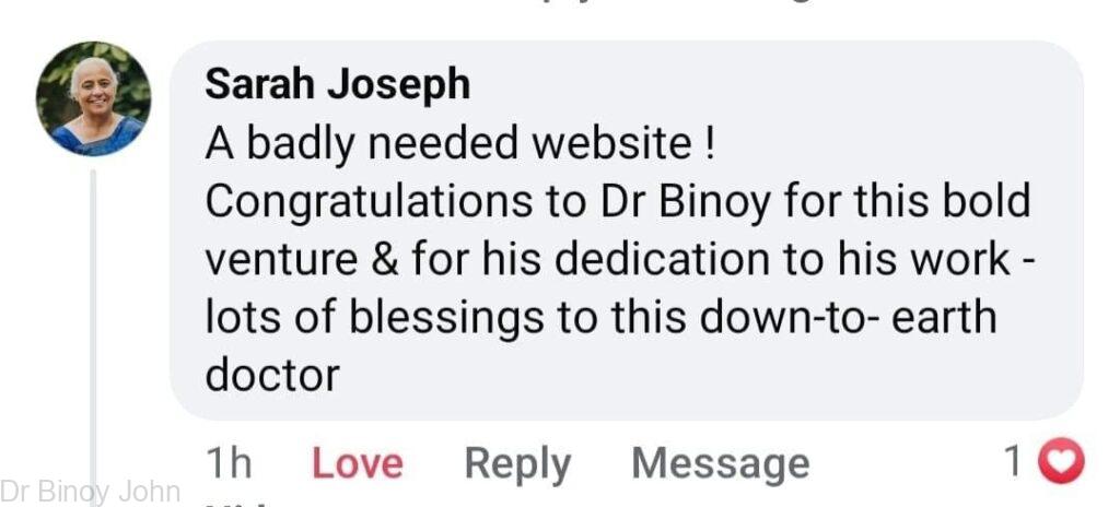 Sarah Testimonial of Sarah Joseph